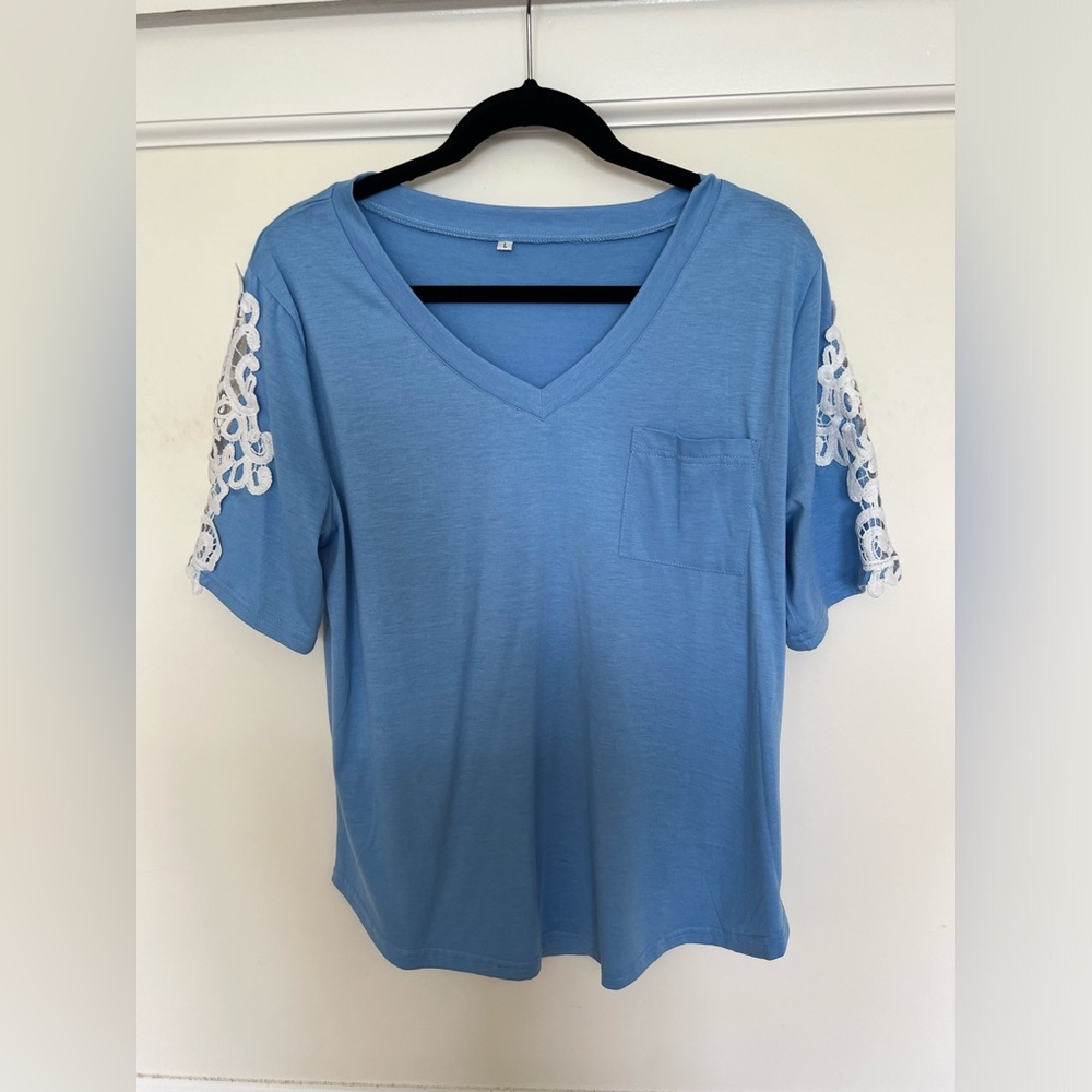 Lace Sleeve Pocket Blouse